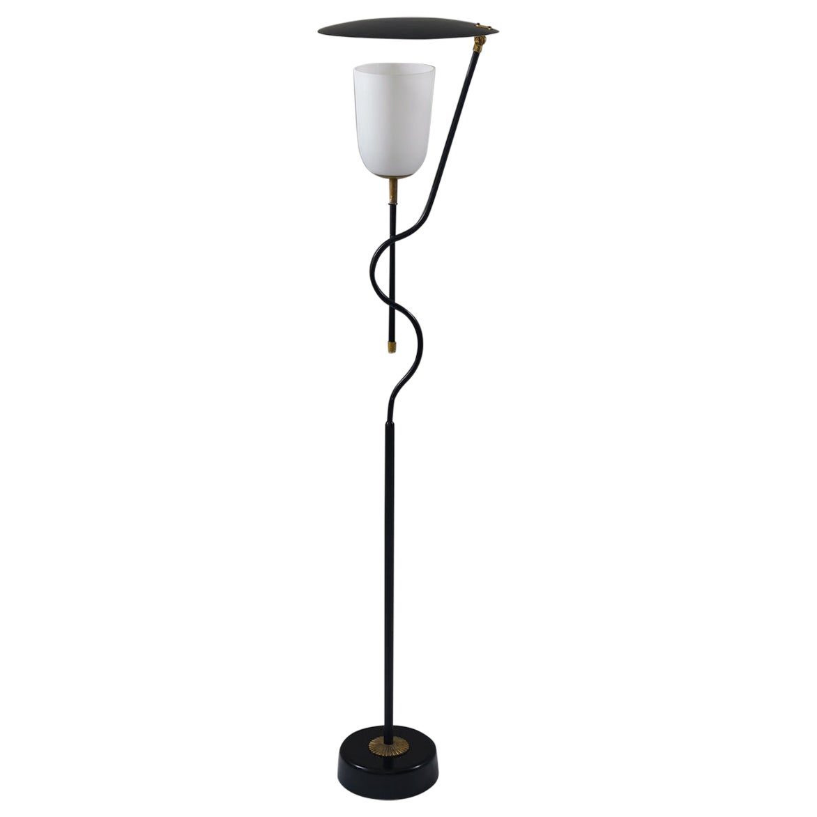 Scandinavian Mid Century Floor Lamp in Metal and Brass