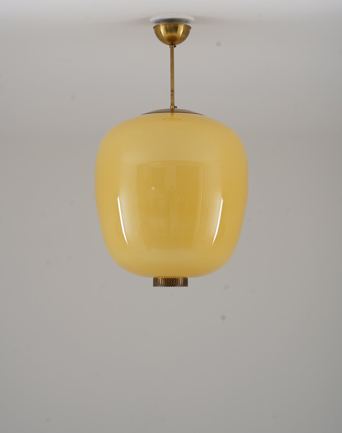 XL Swedish Modern Brass and Glass Pendant