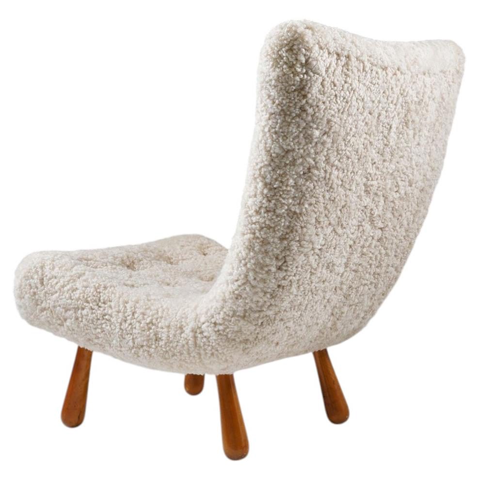 Scandinavian Mid Century Lounge Chair in Sheepskin