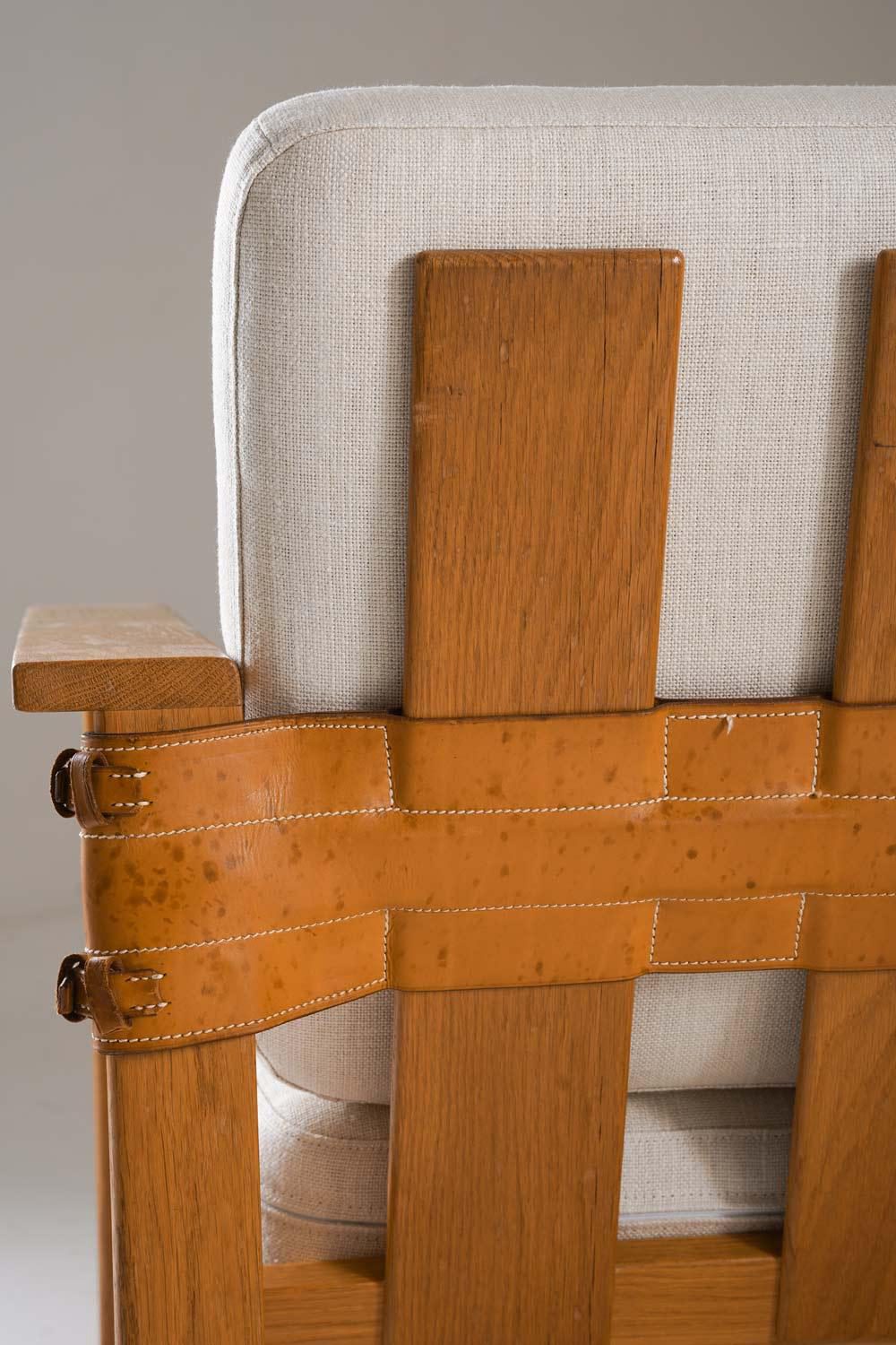 Scandinavian Midcentury Lounge Chairs in Oak and Leather by Nils Roth, 1960s For Sale 2