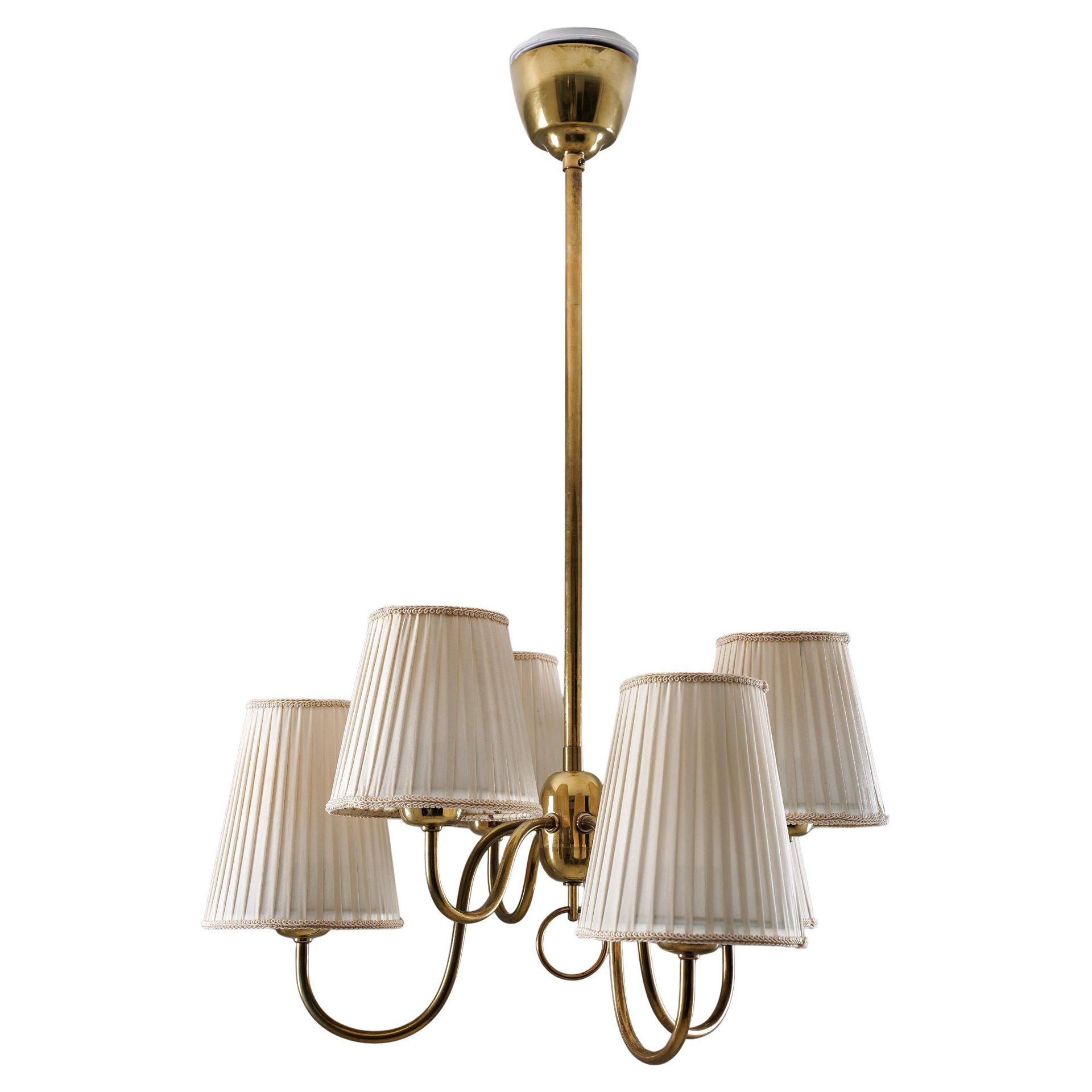 Swedish Modern Brass Chandelier