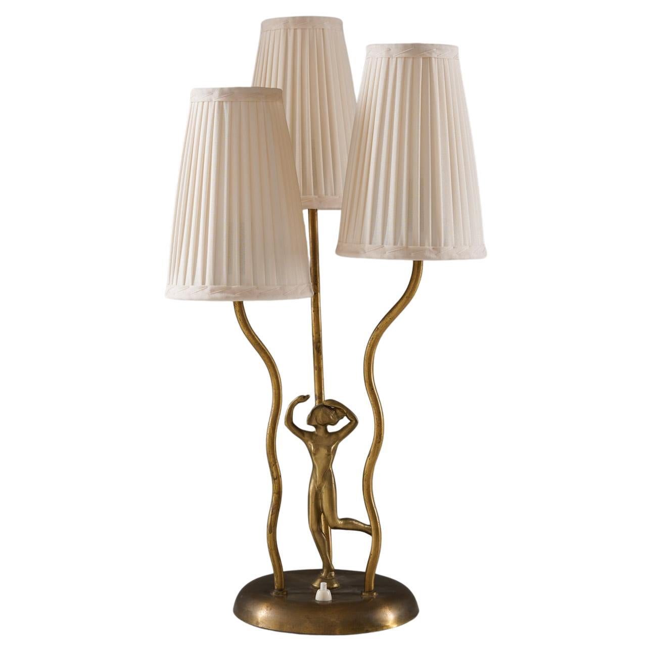 Swedish Art Deco Table Lamp in Brass