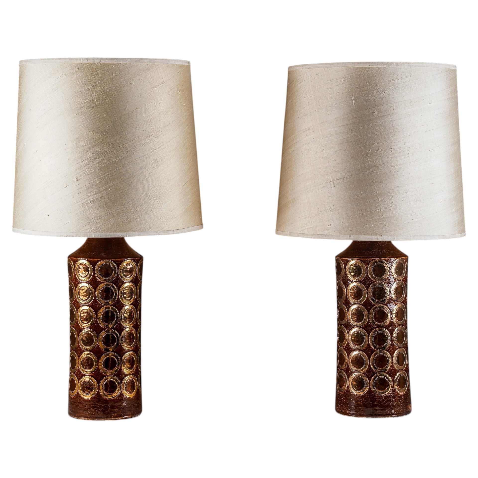 Pair of Ceramic Table Lamps by Bitossi / Miranda, Sweden, 1970s For Sale