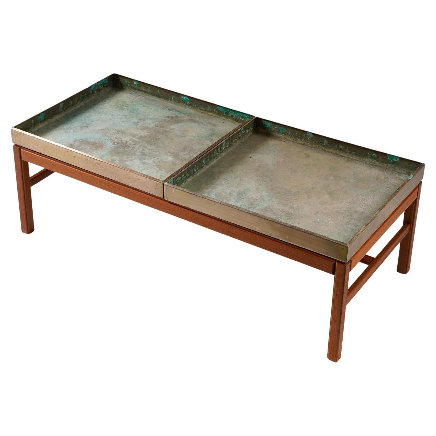 Scandinavian Flower Table "Casino" in Teak and Brass by Engström & Myrstrand