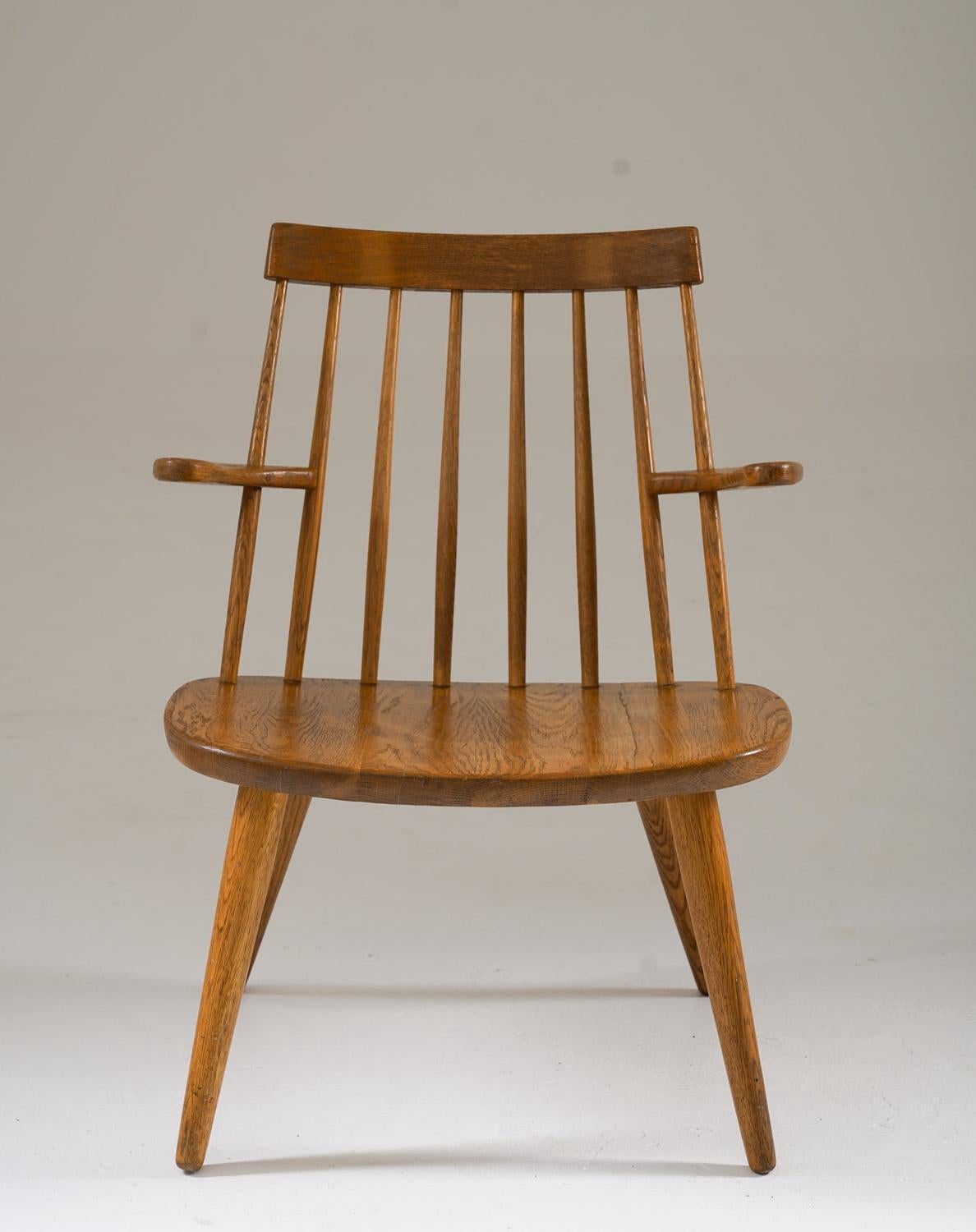 Oak Scandinavian Midcentury Armchairs Model "Sibbo" by Yngve Ekström For Sale