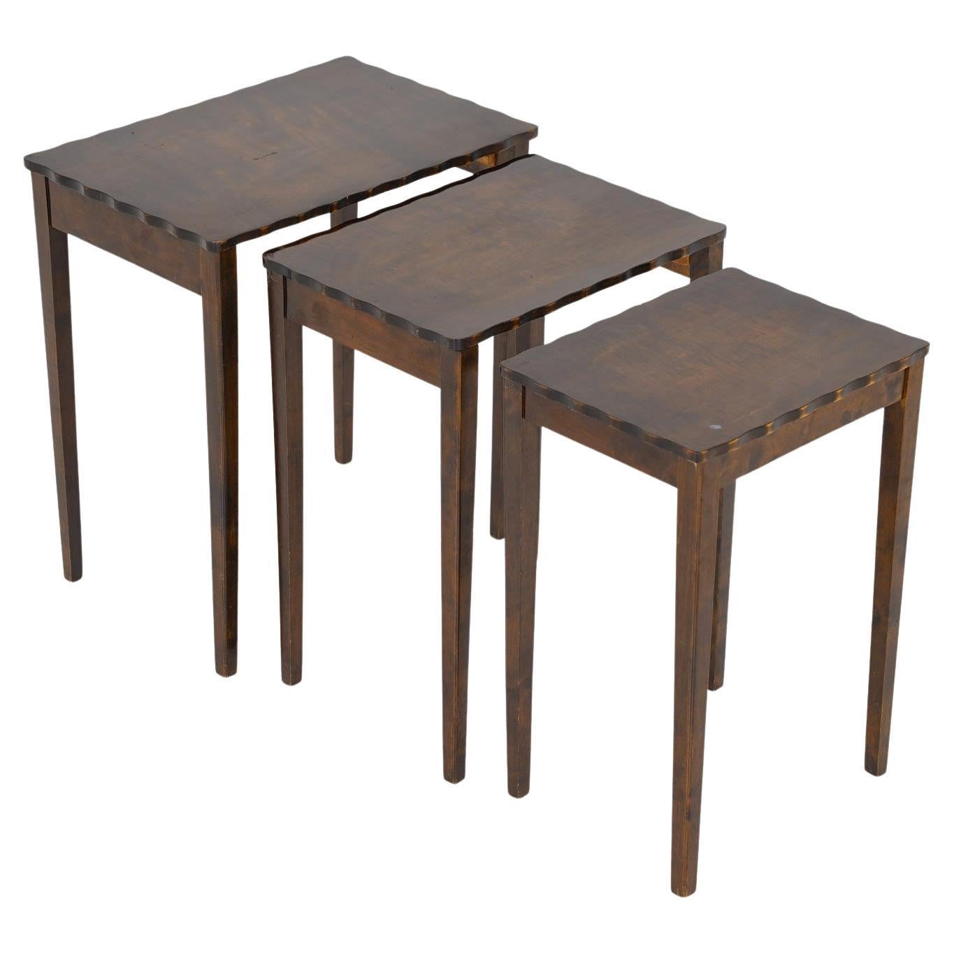 Swedish Nesting Tables in Birch, 1930s