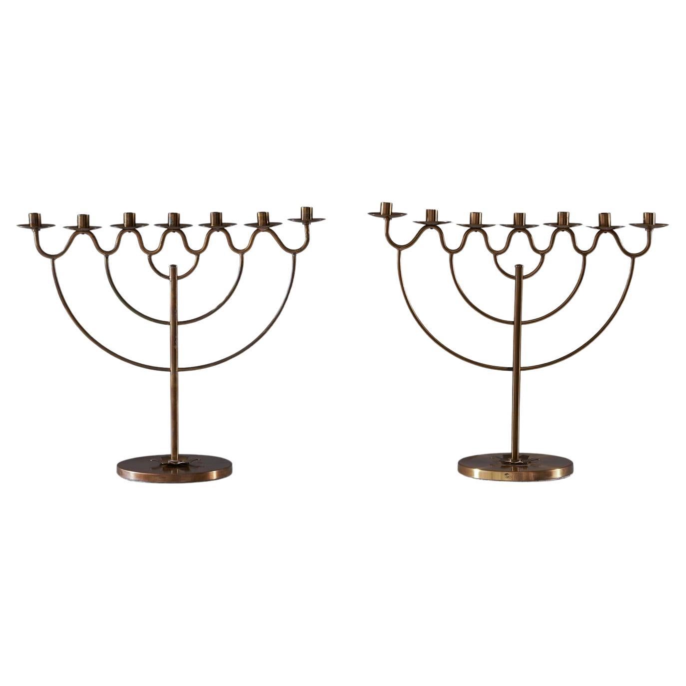 Swedish Modern Candlesticks in Brass