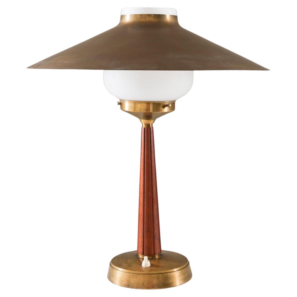 Swedish Modern Table Lamp in Brass and Glass