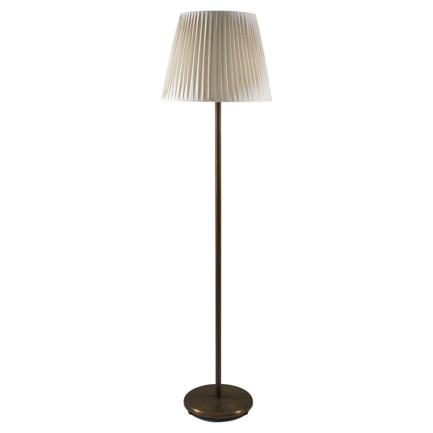 Swedish Brass and Teak Floor Lamp by Böhlmarks