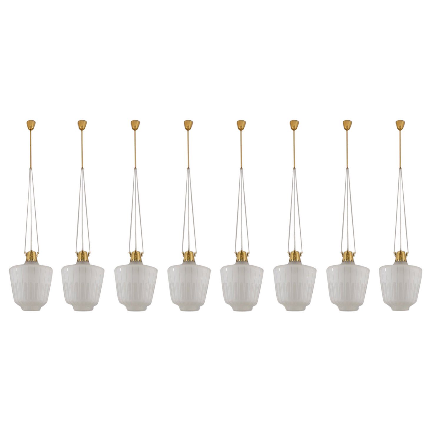 Swedish Modern Pendants in Brass and Glass by Bröderna Malmströms