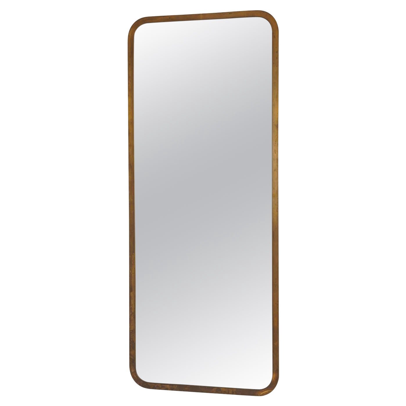 Large Swedish Modern Mirror in Brass by Nordiska Kompaniet 1930s