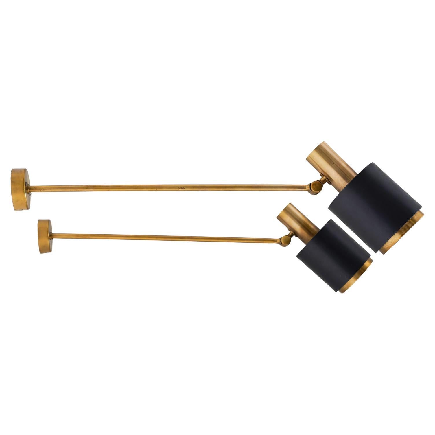 Midcentury Scandinavian Brass Wall Lamps by Falkenbergs Belysning
