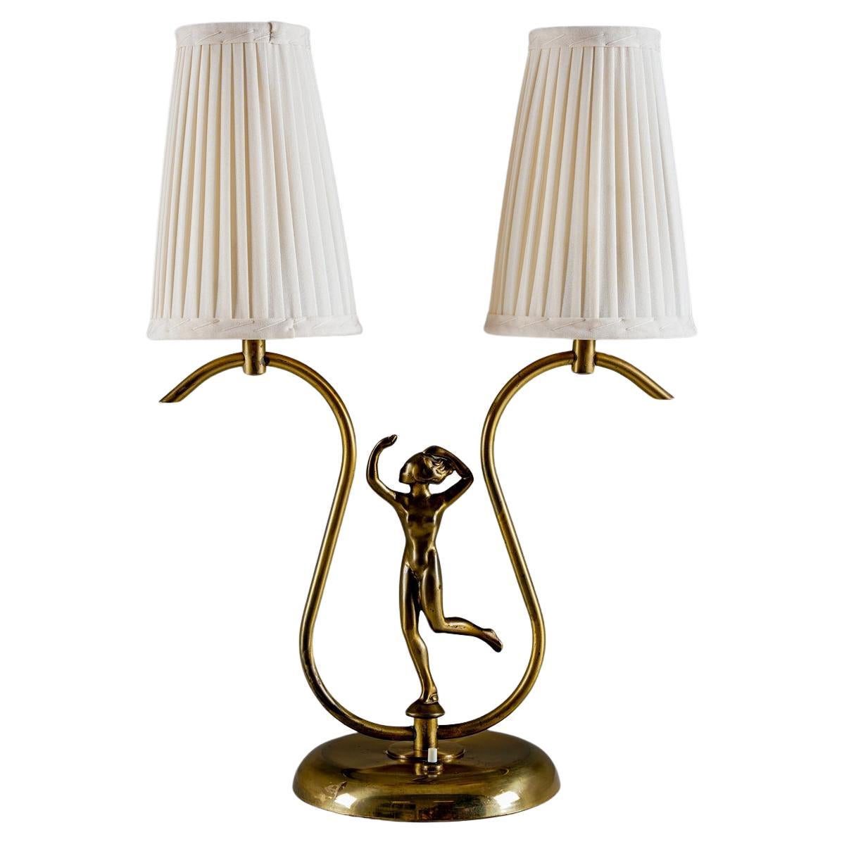 Swedish Modern Brass Table Lamp, 1940s